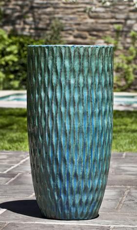 Campania International Glazed Terra cotta Round Palisades Planter Urn/Planter Campania International 
