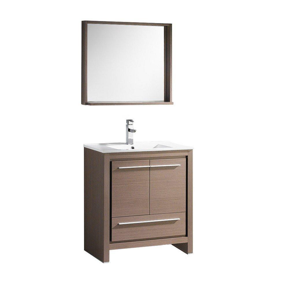 Fresca Allier 30" Gray Oak Modern Bathroom Vanity w/ Mirror Vanity Fresca 