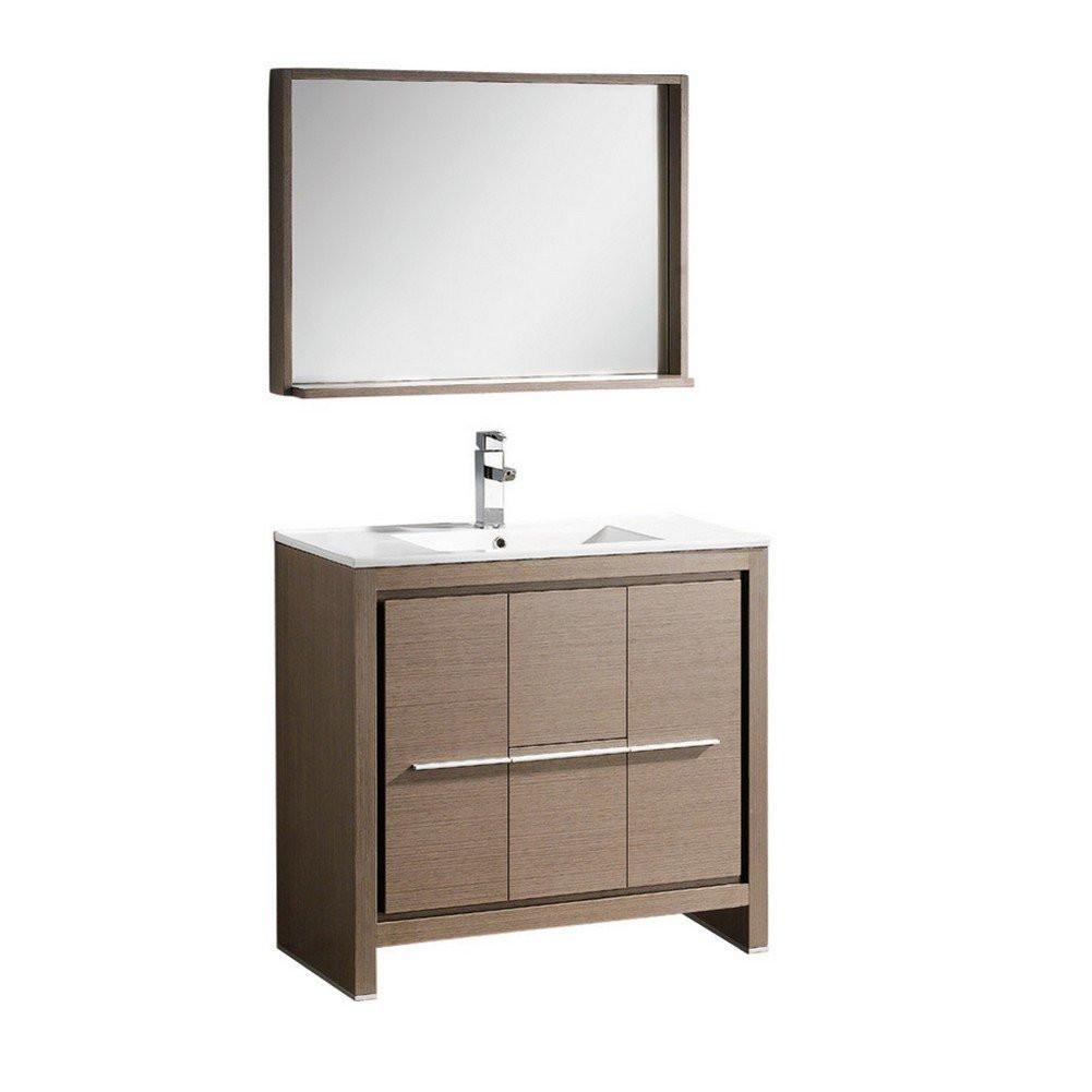 Fresca Allier 36" Gray Oak Modern Bathroom Vanity w/ Mirror Vanity Fresca 