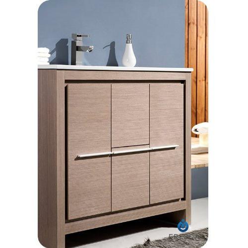 Fresca Allier 36" Gray Oak Modern Bathroom Vanity w/ Mirror Vanity Fresca 