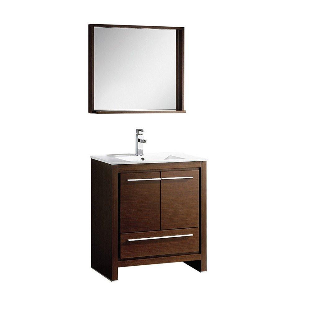 Fresca Allier 30" Wenge Brown Modern Bathroom Vanity w/ Mirror Vanity Fresca 