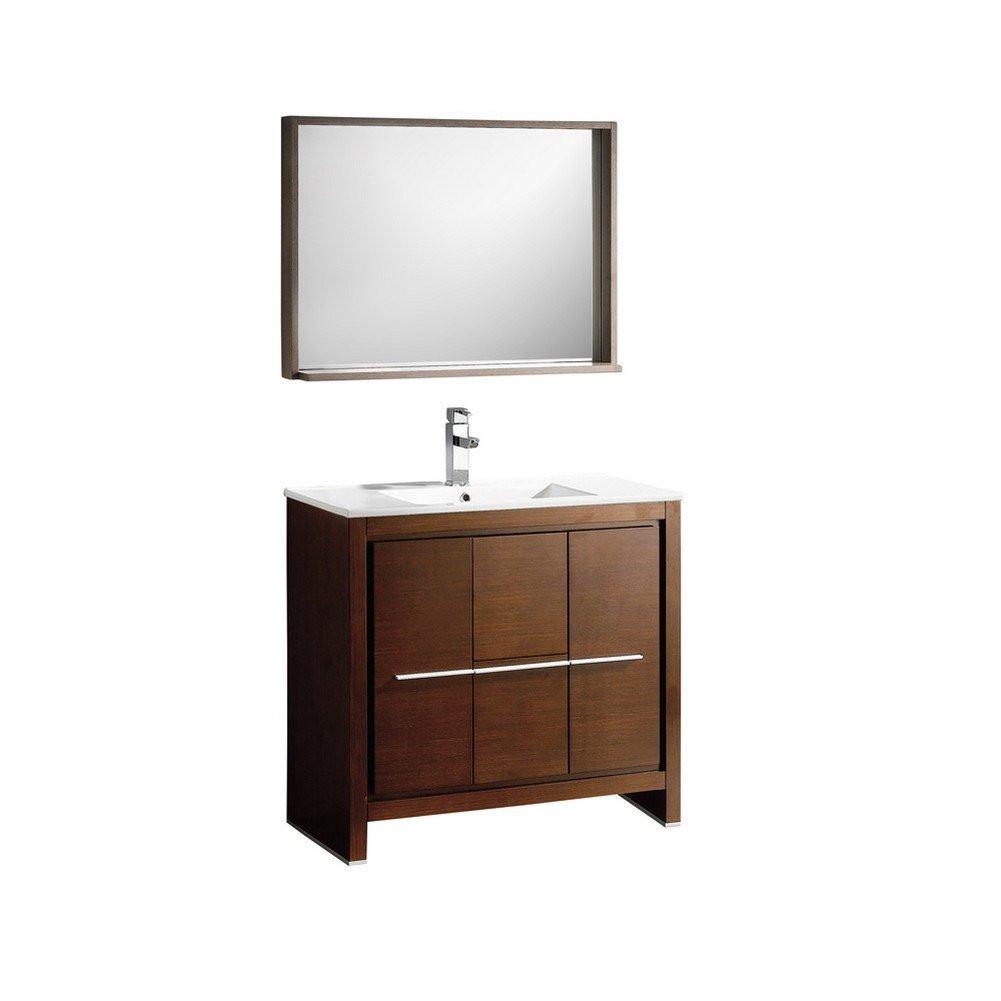 Fresca Allier 36" Wenge Brown Modern Bathroom Vanity w/ Mirror Vanity Fresca 
