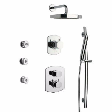 Latoscana Novello Thermostatic Valve Shower System Option 7 In Brushed Nickel bathtub and showerhead faucet systems Latoscana 