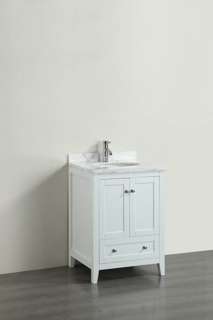 Eviva Lime 24 Inch Bathroom Vanity with White Marble Carrera Top Bathroom Vanity Eviva 