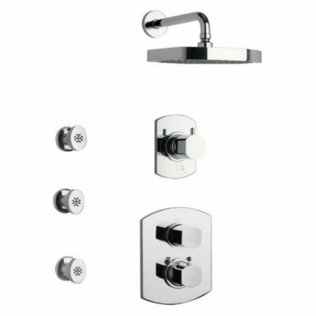Latoscana Novello Thermostatic Valve Shower System Option 5 In Brushed Nickel bathtub and showerhead faucet systems Latoscana 