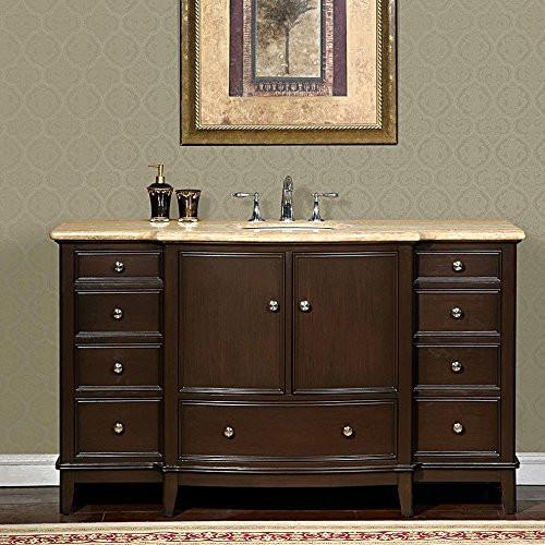 Silkroad 60" Transitional Single Sink Bathroom Vanity Vanity Silkroad Exclusive 
