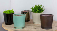 Thumbnail for Campania International Glazed Pottery I/O Series Planter - (S/6) Urn/Planter Campania International Seafoam Medium 