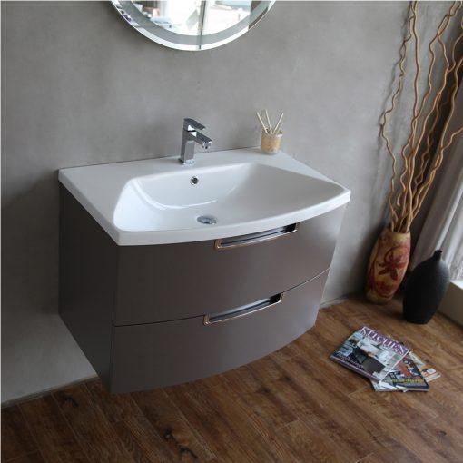 Eviva Lola 32 in, Wall Mounter Bathroom Vanity in Cedar Espresso and White Integrated Acrylic Countertop Vanity Eviva 