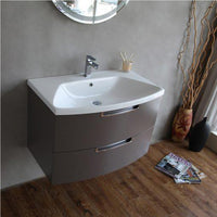 Thumbnail for Eviva Lola 32 in, Wall Mounter Bathroom Vanity in Cedar Espresso and White Integrated Acrylic Countertop Vanity Eviva 