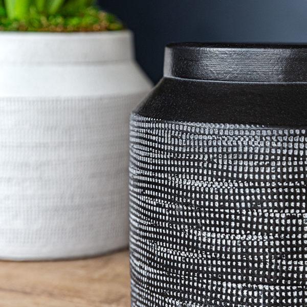 Campania International Linen Weave Planter - Black and White Mix - S/8 Urn/Planter Campania International 