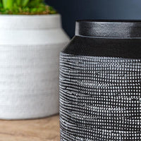 Thumbnail for Campania International Linen Weave Planter - Black and White Mix - S/8 Urn/Planter Campania International 