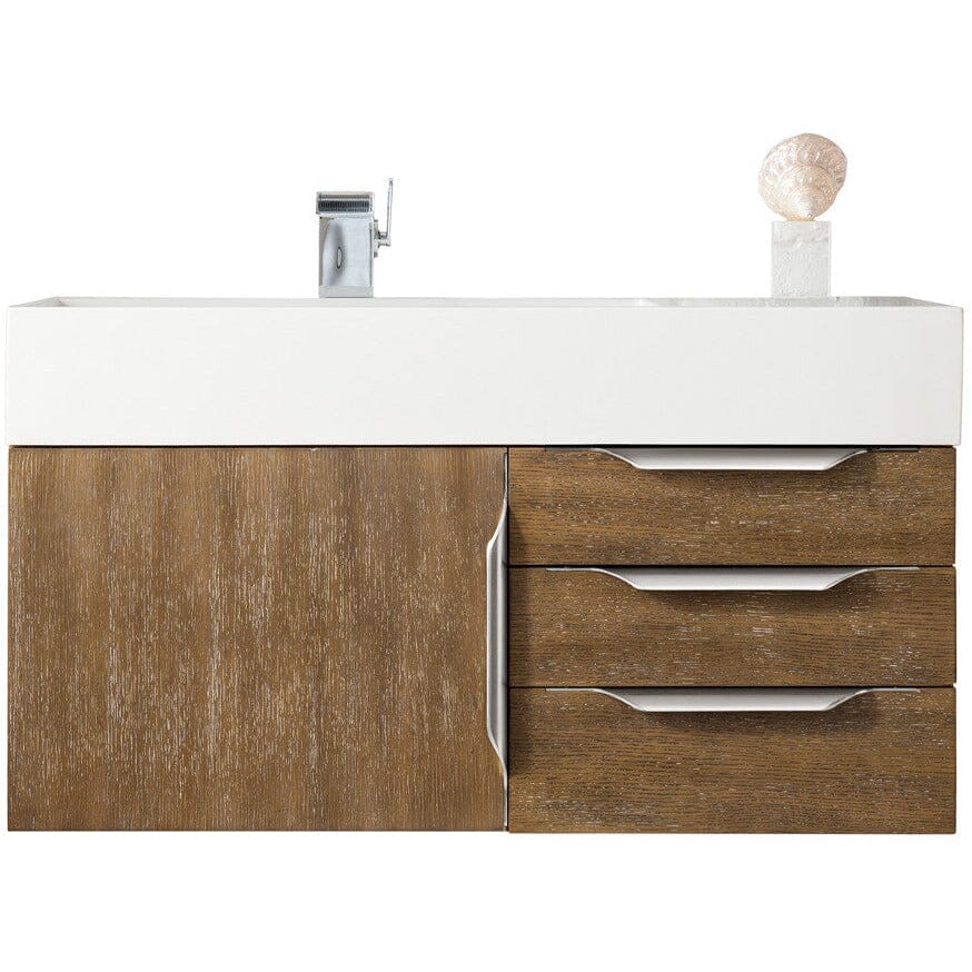 James Martin Mercer Island 36" Single Vanity Vanity James Martin Latte Oak w/ Glossy White Composite Top 