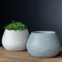 Thumbnail for Campania International Scalloped Planter - Grey and Eggshell Mix - S/8 Urn/Planter Campania International 
