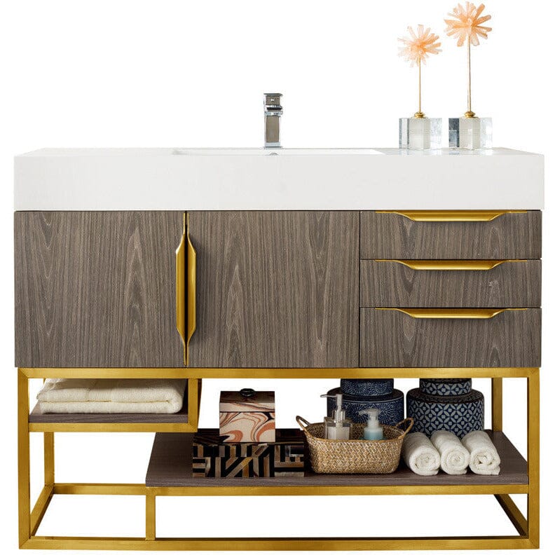 James Martin Columbia 48" Single Vanity Vanity James Martin Ash Gray - Radiant Gold Cabinet Only 