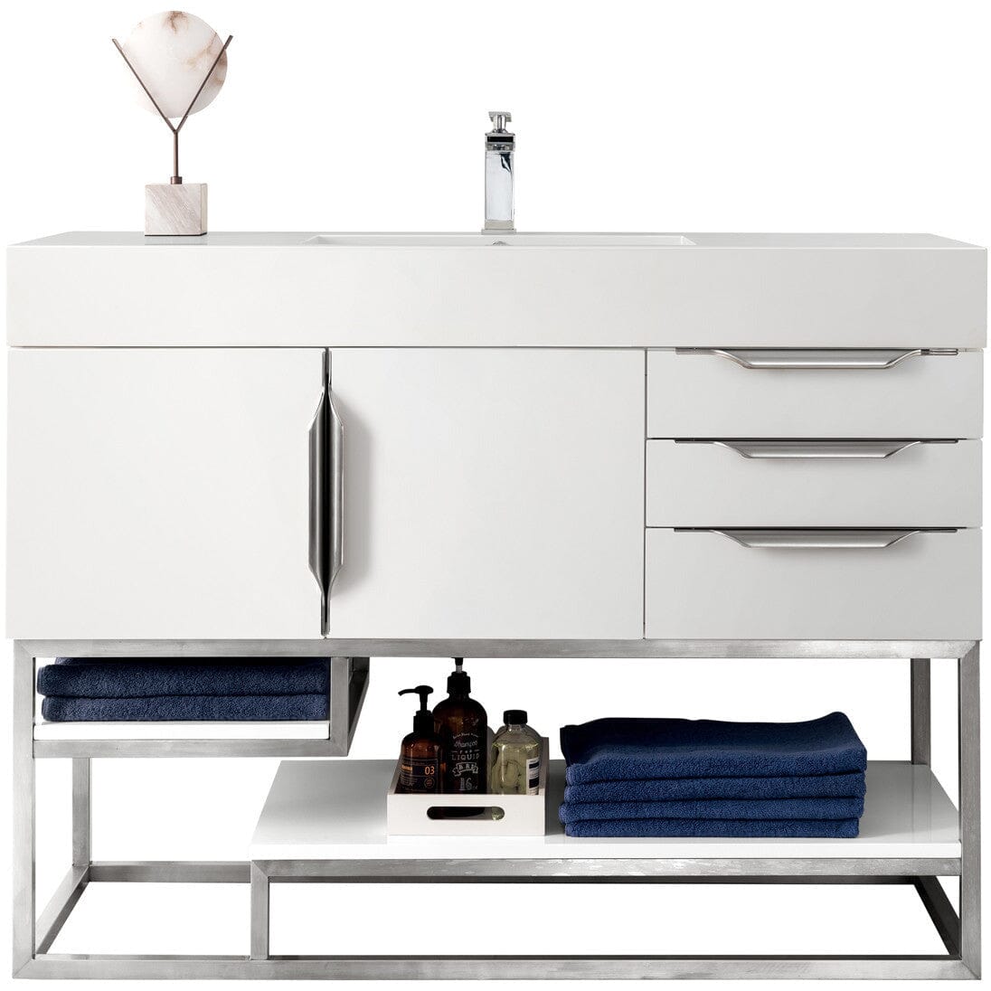 James Martin Columbia 48" Single Vanity Vanity James Martin Glossy White w/ White Glossy Composite Countertop 