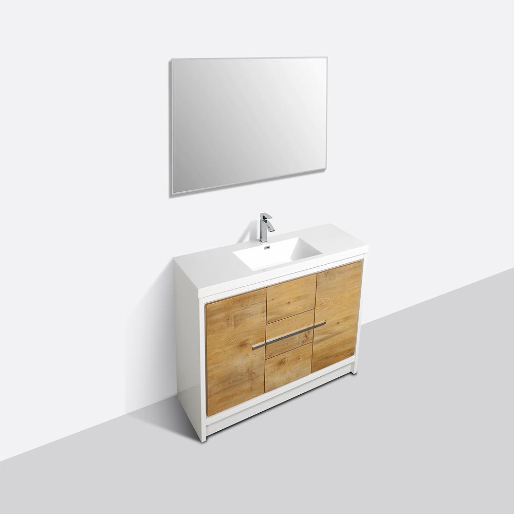 Eviva Grace 48 in. White Bathroom Vanity with White Integrated Acrylic Countertop Vanity Eviva Natural Oak 