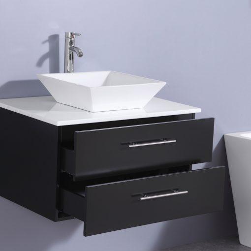 Totti Wave 30″ Modern Bathroom Vanity w/ Super White Man-Made Stone Top & Sink Vanity Eviva 