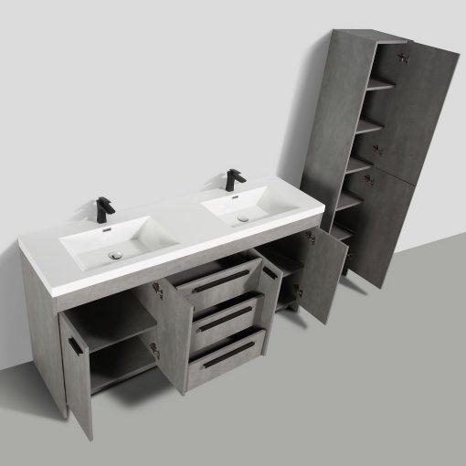 Eviva Lugano 72″ Modern Double Sink Bathroom Vanity w/ White Integrated Top Vanity Eviva 