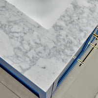 Thumbnail for Eviva Navy 72″ Deep Blue Transitional Double Sink Bathroom Vanity w/ White Carrara Top Vanity Eviva 
