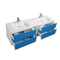 Thumbnail for Eviva Vienna 75″ White Frame Wall Mount Double Sink Bathroom Vanity w/ White Integrated Top Vanity Eviva 
