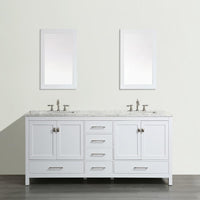 Thumbnail for Eviva Aberdeen 84″ Transitional Double Sink Bathroom Vanity w/ White Carrara Top Vanity Eviva White 