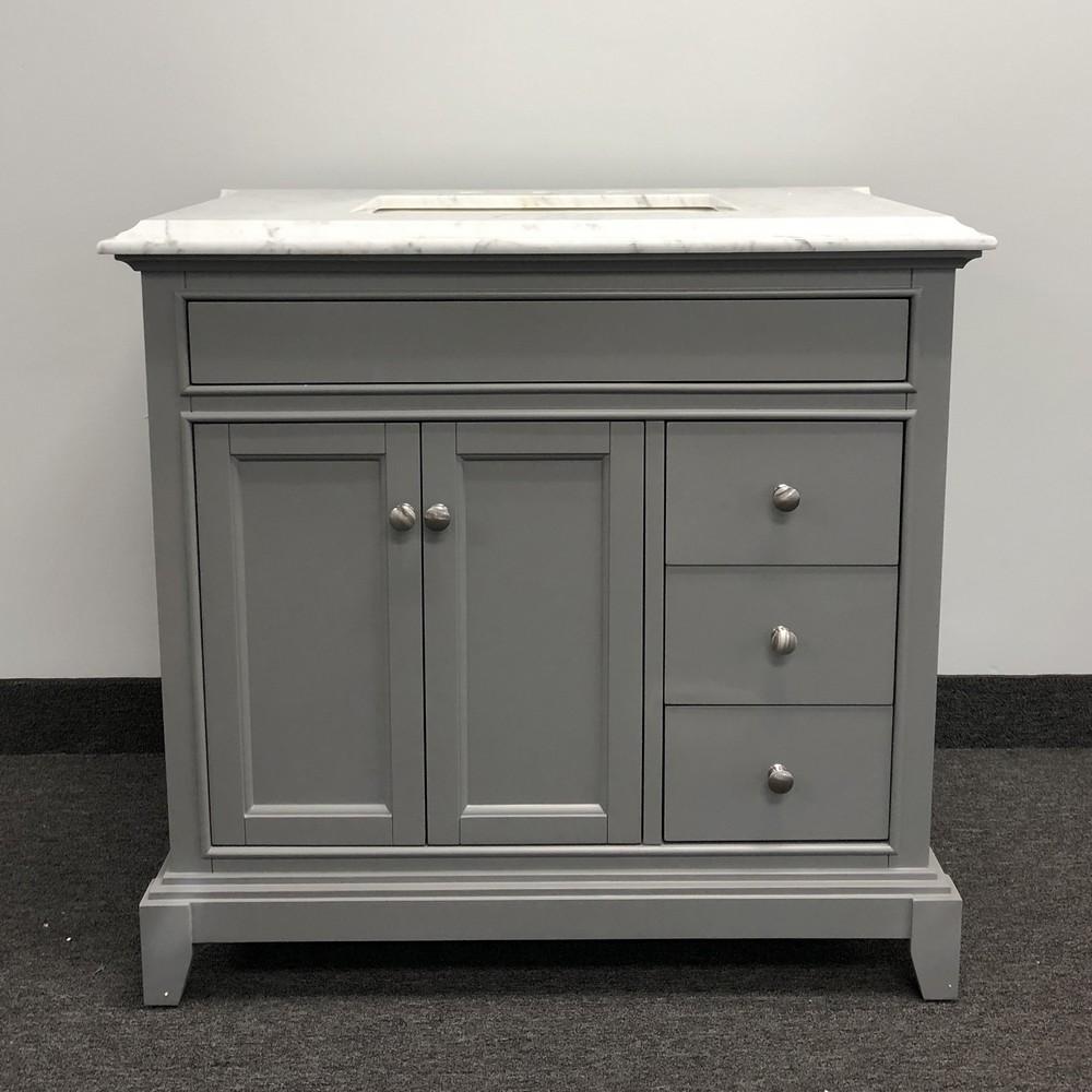 Eviva Elite Princeton 36″ Solid Wood Bathroom Vanity Set with Double OG Crema Marfil Marble Top Vanity Eviva White 