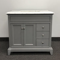 Thumbnail for Eviva Elite Princeton 36″ Solid Wood Bathroom Vanity Set with Double OG Crema Marfil Marble Top Vanity Eviva White 