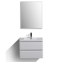 Thumbnail for Eviva Smile 28″ Wall Mount Modern Bathroom Vanity w/ White Integrated Top Vanity Eviva Glossy White 