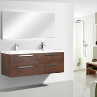 Thumbnail for Eviva Surf 57″ Modern Bathroom Vanity Set with Integrated White Acrylic Double Sink Vanity Eviva Rosewood 