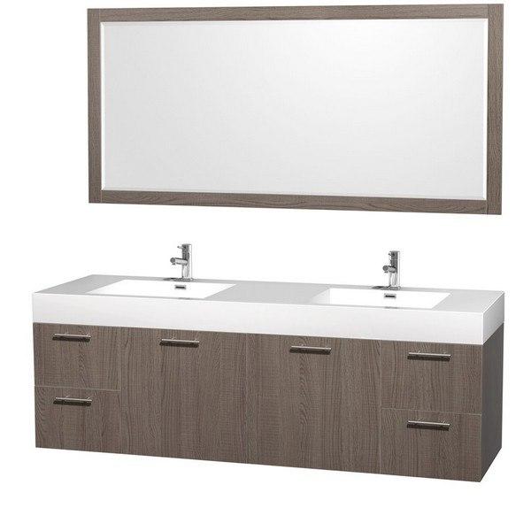 Eviva Luxury 72 Inch Bathroom Vanity with Integrated Acrylic Sinks Bathroom Vanity Eviva Gray Oak 