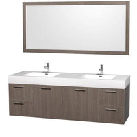 Thumbnail for Eviva Luxury 72 Inch Bathroom Vanity with Integrated Acrylic Sinks Bathroom Vanity Eviva Gray Oak 