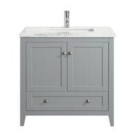 Thumbnail for Eviva Lime 30″ Bathroom Vanity with White Marble Carrera Top Bathroom Vanity Eviva Chilled Grey 