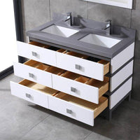 Thumbnail for Eviva Sydney 48 Inch White and Grey Bathroom Vanity with Solid Quartz Counter-top Vanity Eviva 
