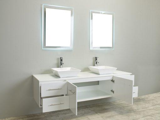 Totti Wave 72″ Espresso Modern Double Sink Bathroom Vanity w/ Super White Man-Made Stone Top & Sinks Vanity Eviva 
