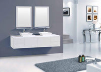 Thumbnail for Totti Wave 60″ Modern Double Sink Bathroom Vanity w/ Super White Man-Made Stone Top & Sinks Vanity Eviva Gray 