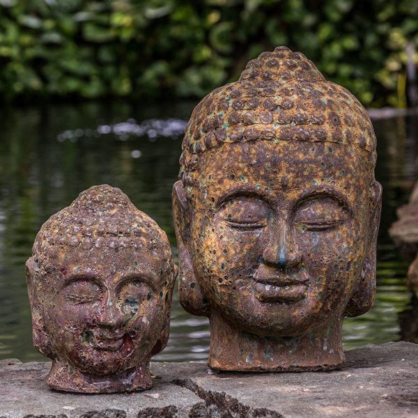 Campania International Glazed Terra cotta Angkor Buddha Head Statuary Campania International Angkor Small 