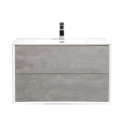 Eviva Vienna 36″ White Frame Wall Mount Bathroom Vanity w/ White Integrated Top Vanity Eviva 