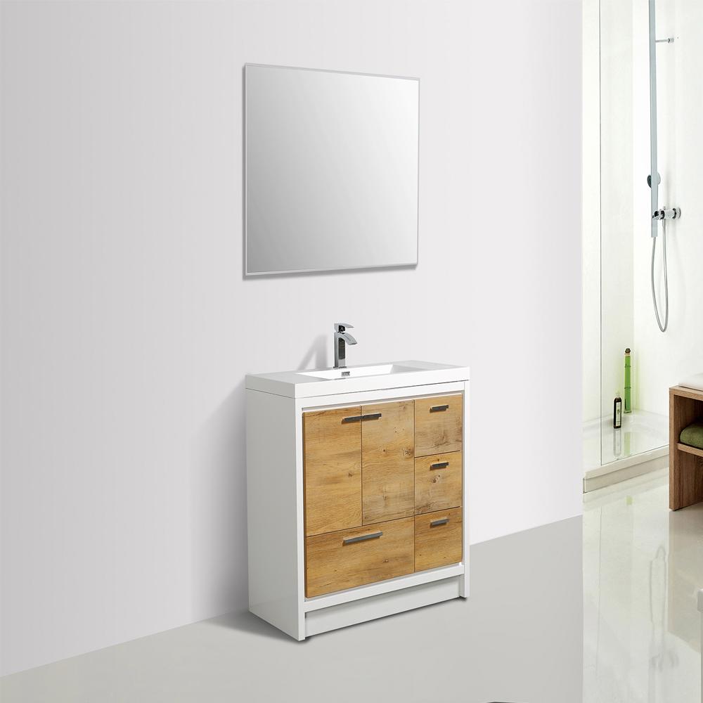 Eviva Grace 42 in. White Bathroom Vanity with White Integrated Acrylic Countertop Vanity Eviva Natural Oak 