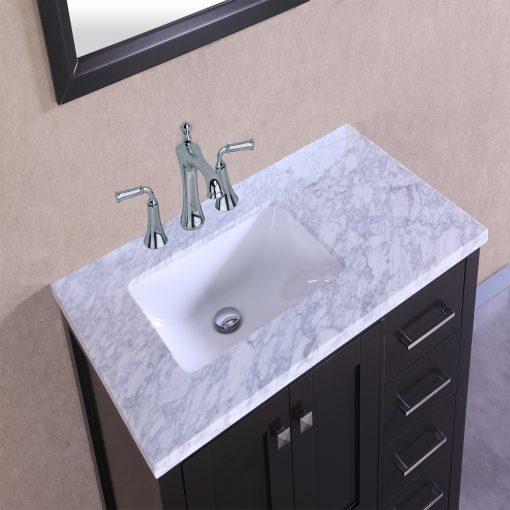 Totti Shaker 36″ Transitional Bathroom Vanity with White Carrera Countertop Vanity Eviva 