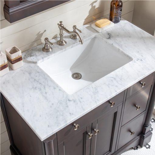 Eviva Preston 37 in. Aged Chocolate Bathroom Vanity with White Carrara Marble Countertop and Undermount Sink Vanity Eviva 