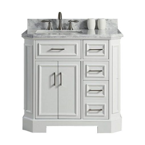 Eviva Glory 42″ Bathroom Vanity with Carrara Marble Counter-top and Porcelain Sink Vanity Eviva White 