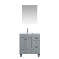 Thumbnail for Eviva Happy 30″ x 18″ Transitional Bathroom Vanity w/ White Carrara Top Vanity Eviva Gray 