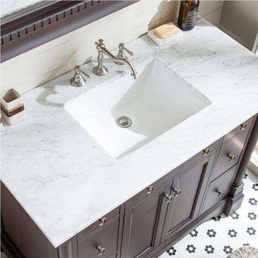 Eviva Preston 49″ Aged Chocolate Traditional Bathroom Vanity w/ White Carrara Top Vanity Eviva 