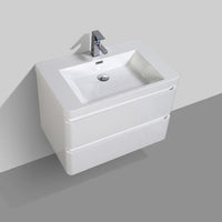 Thumbnail for Eviva Glazzy 30″ Wall Mount Modern Bathroom Vanity w/ White Integrated Top Vanity Eviva 