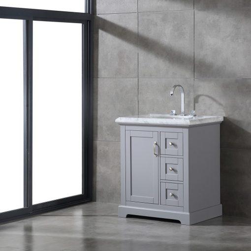Eviva Houston 30″ Gray Bathroom Vanity w/ Double Ogee Edge White Carrara Top Vanity Eviva 