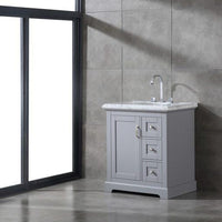 Thumbnail for Eviva Houston 30″ Gray Bathroom Vanity w/ Double Ogee Edge White Carrara Top Vanity Eviva 