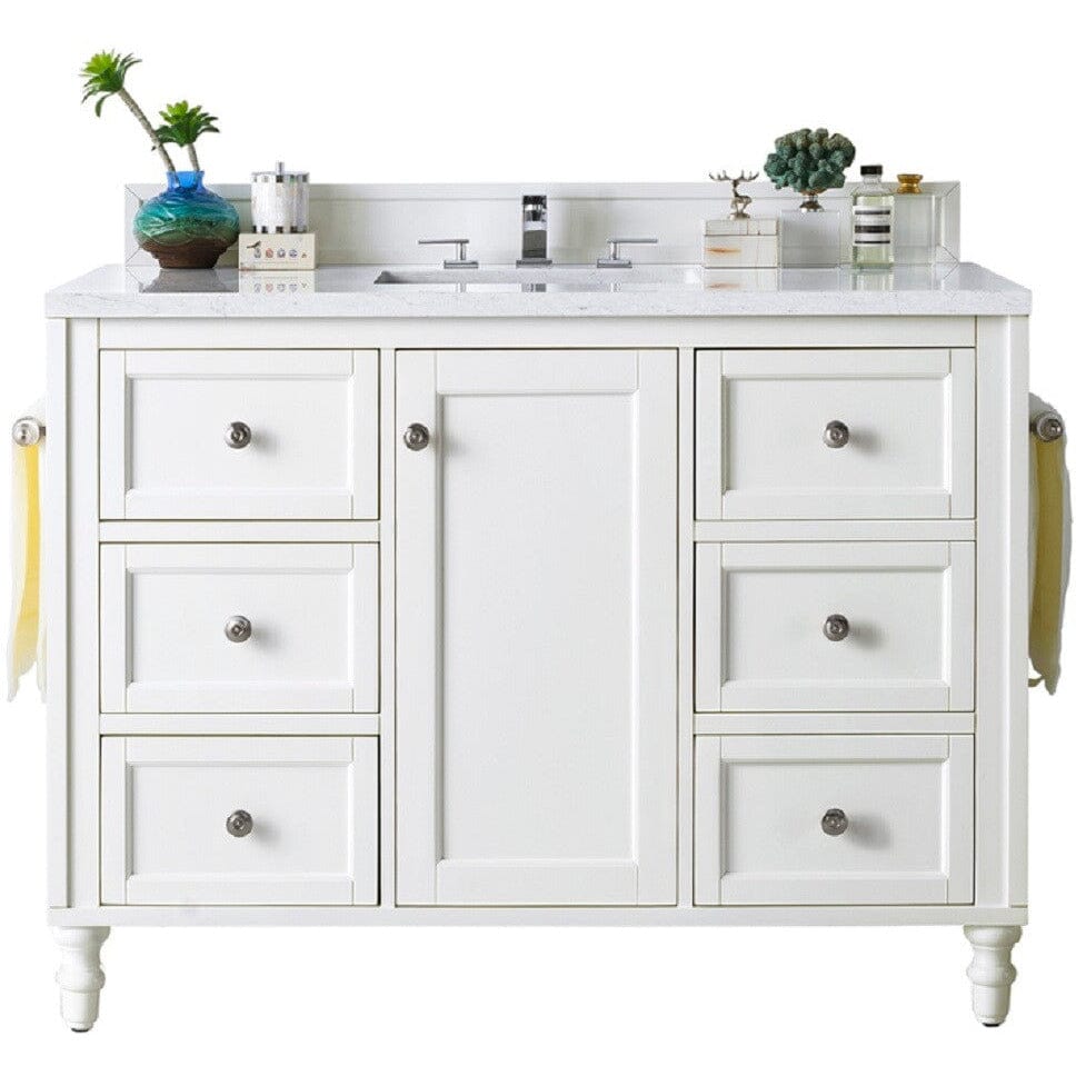 James Martin Copper Cove Encore 48" Single Vanity Vanity James Martin Bright White w/ 3 CM Eternal Jasmine Pearl Quartz Top 