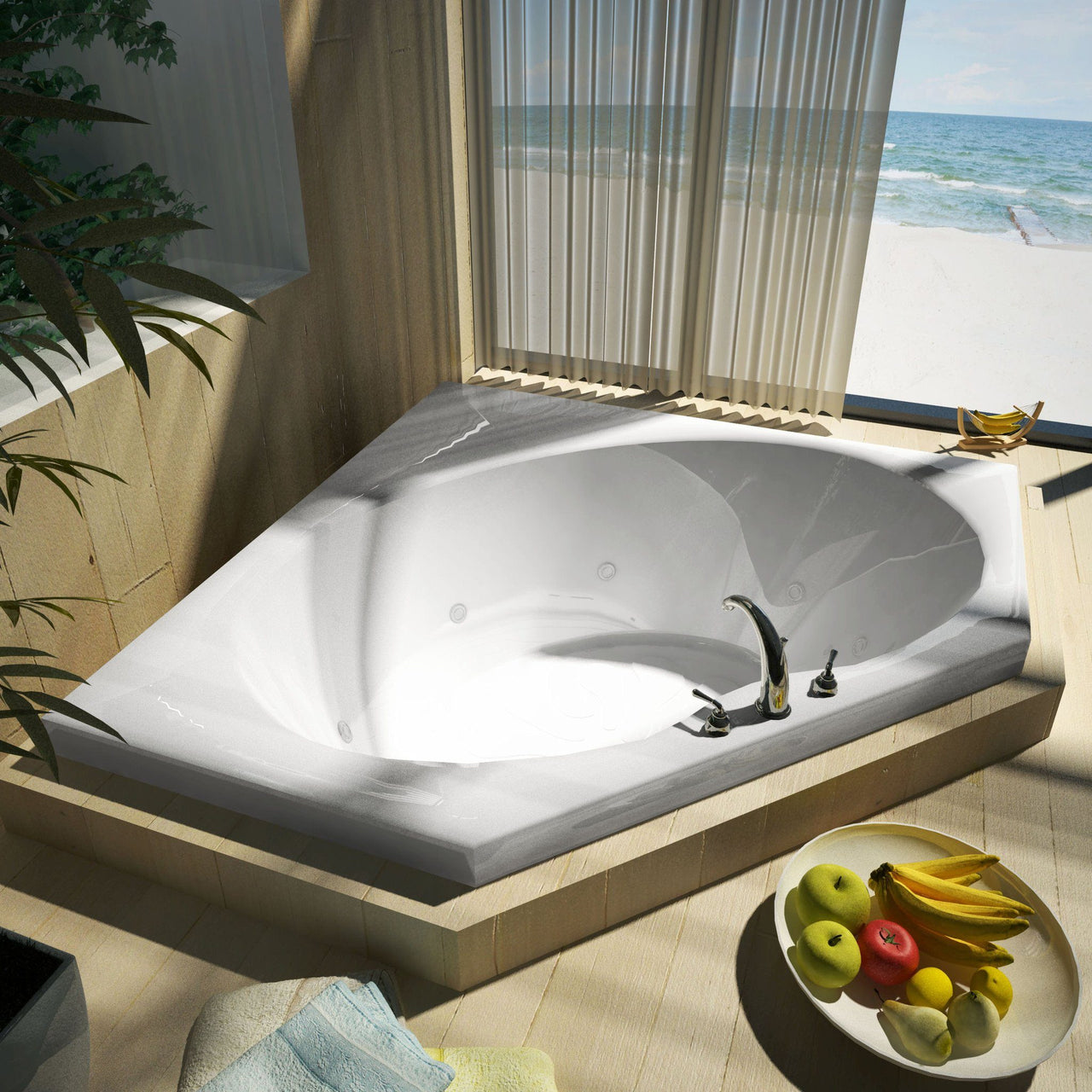 Atlantis Whirlpools 6060EWL Eclipse 60 x 60 Corner Whirlpool Jetted Bathtub Whirlpool Bathtub Atlantis 