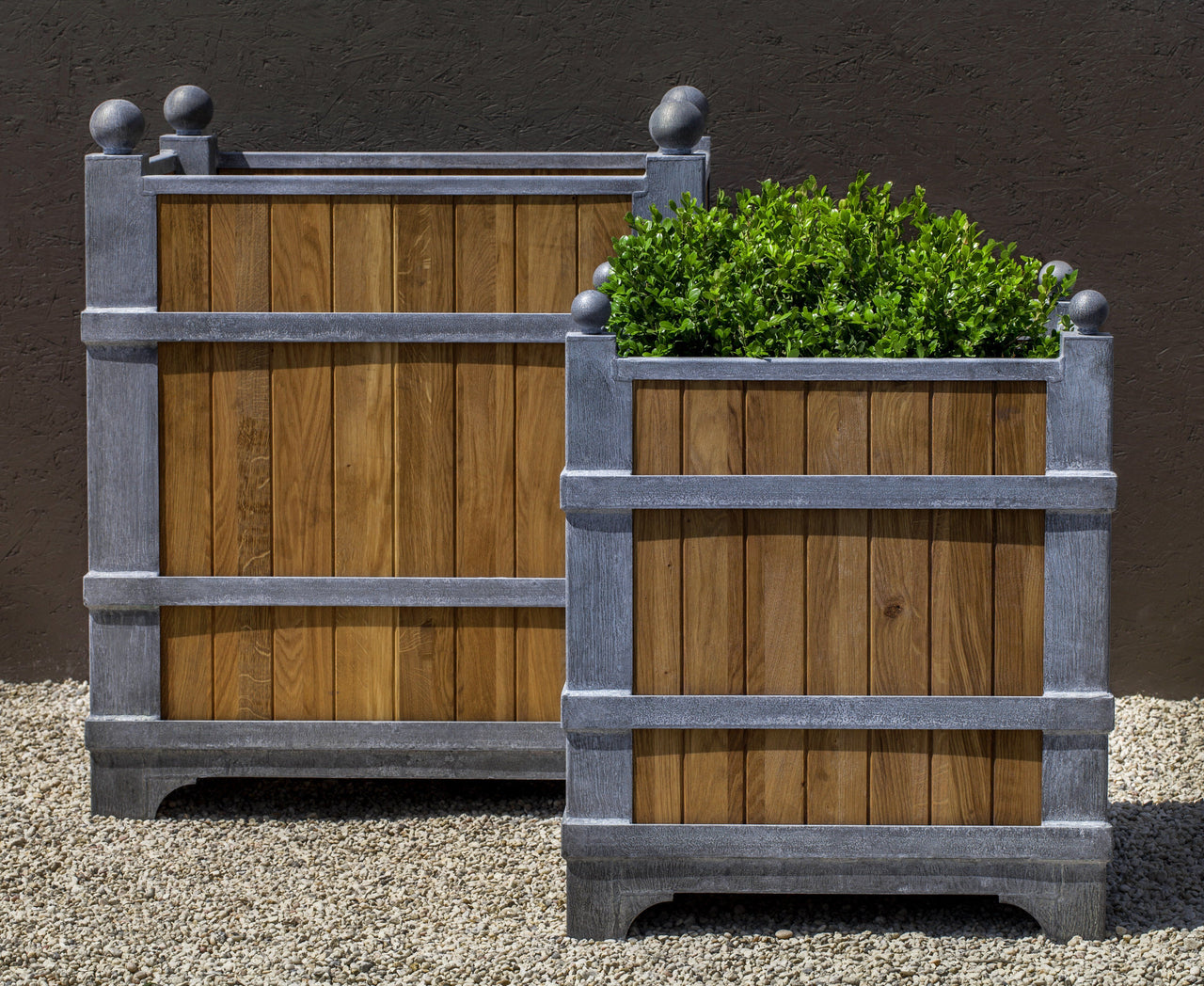 Campania International Zinc coated Steel with Oak Manoir Oak Planter, Lg Urn/Planter Campania International 