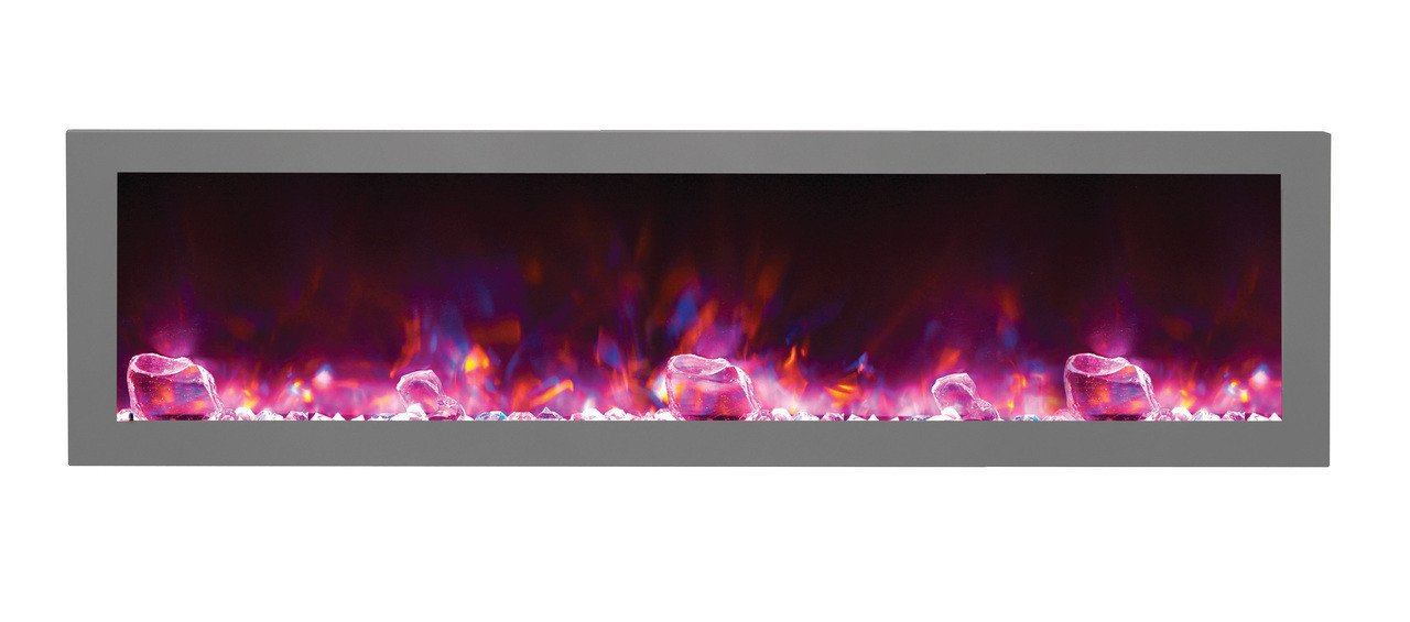 Amantii 60"Slim Indoor or Outdoor Electric Built-in only w/black steel surround Electric Fireplace Amantii 